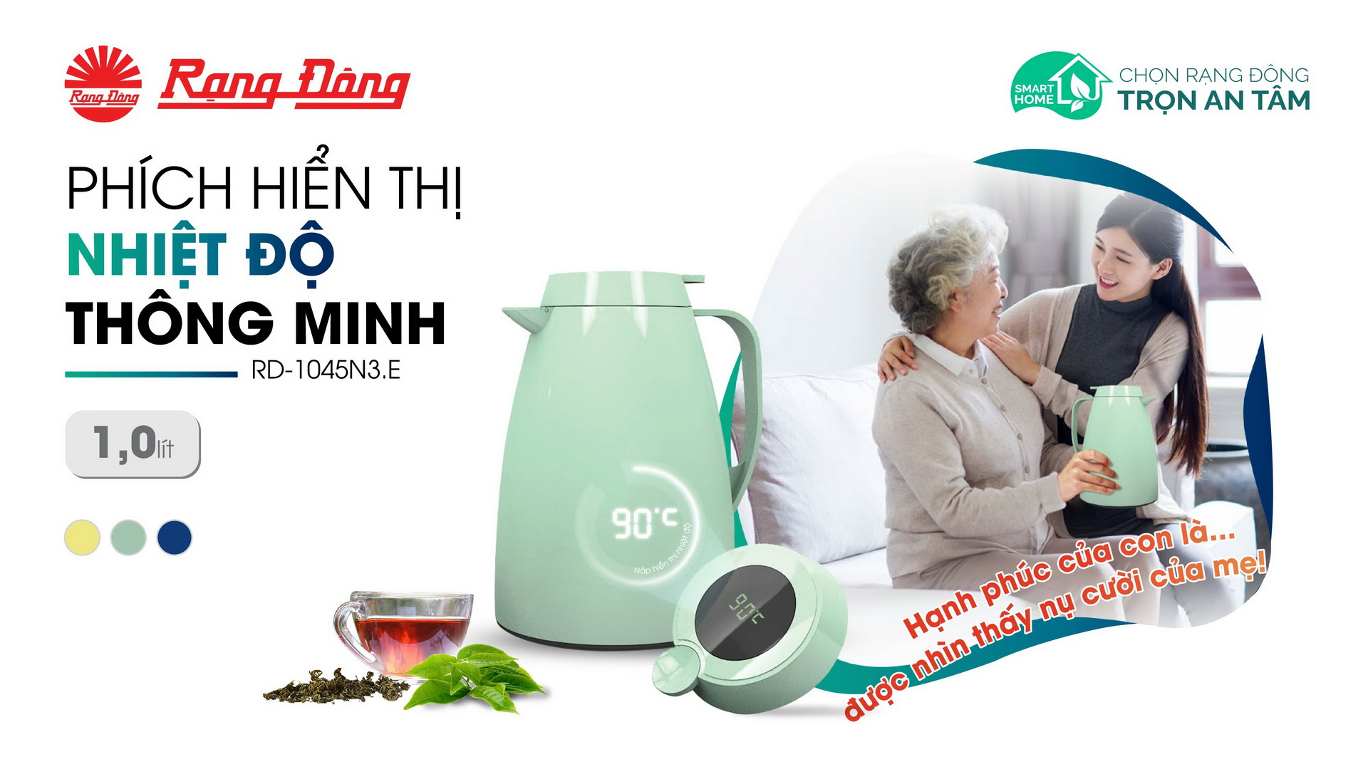 Phích hiển thị nhiệt độ thông minh Rạng Đông 1045N3.E