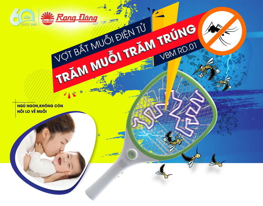 Vợt bắt muỗi Rạng Đông VBM01
