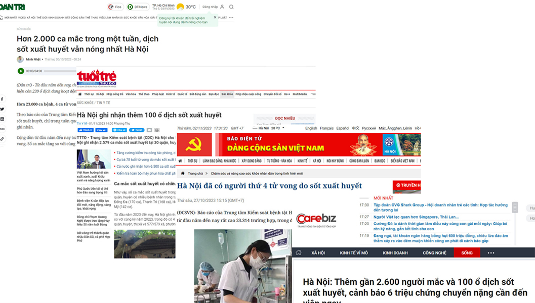Tình hình sốt xuất huyết cập nhật liên tục trên các trang báo điện tử