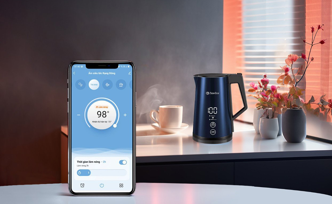 Ấm siêu tốc điều khiển qua App của Rạng Đông