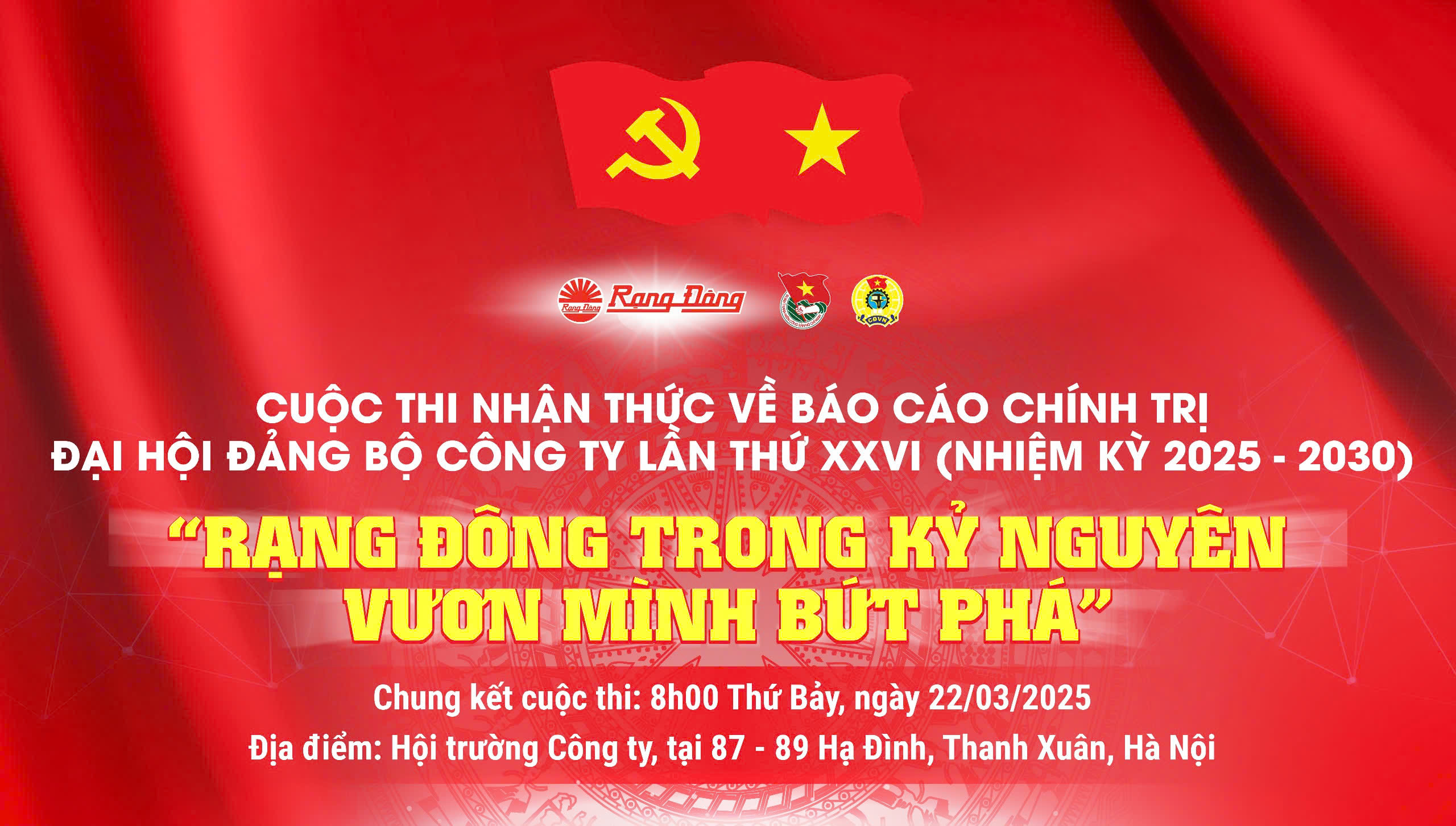 Kế hoạch tổ chức cuộc thi nhận thức về báo cáo chính trị đại hội đảng bộ công ty XXVI  “Rạng Đông tiên phong trong kỷ nguyên vươn mình bứt phá”