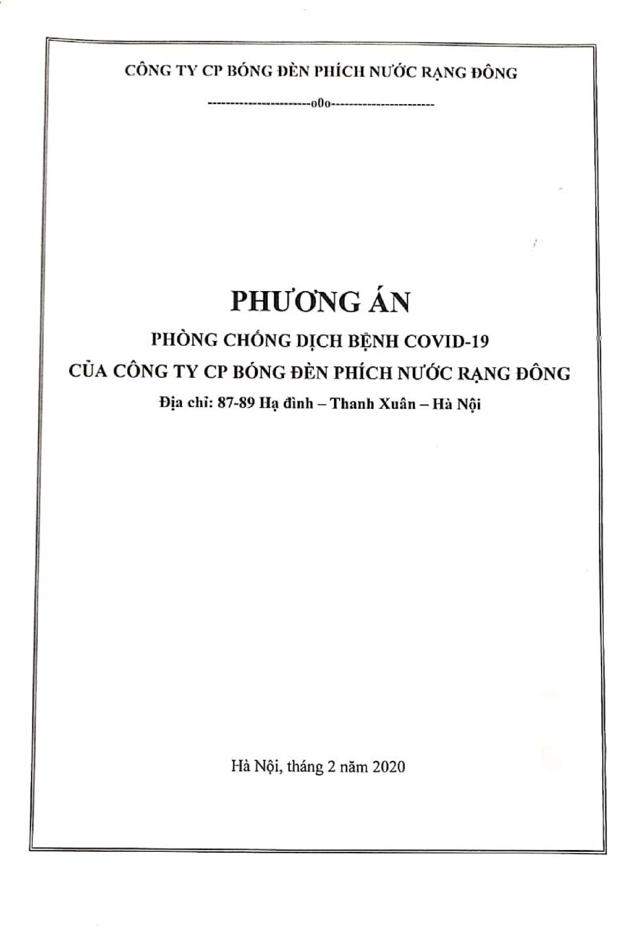 Phương án phòng chống dịch Covid-19