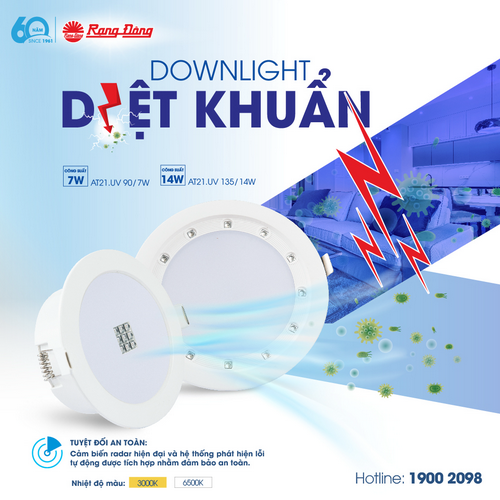HƯỚNG DẪN SỬ DỤNG ĐÈN LED DOWNLIGHT DIỆT KHUẨN RẠNG ĐÔNG